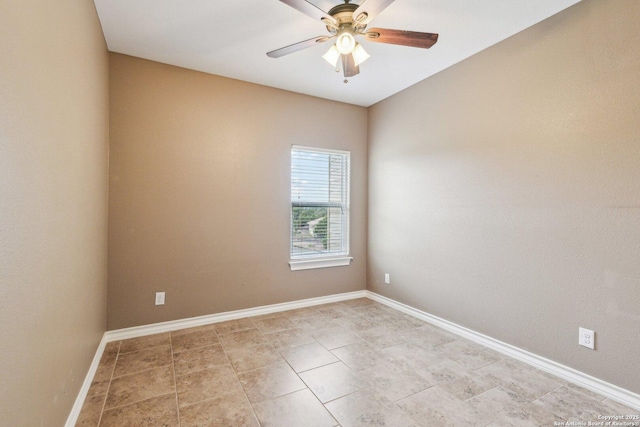 unfurnished room with ceiling fan