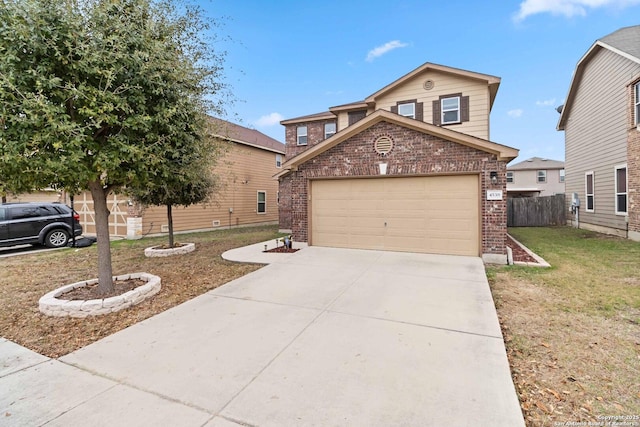 view of front property featuring a garage and a front yard