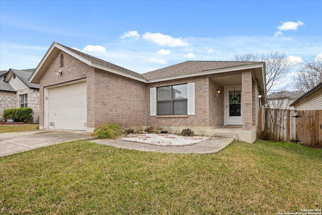 view of front of home featuring a garage and a front lawn