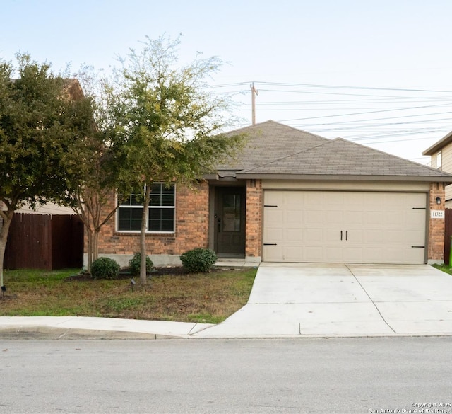 single story home with a garage