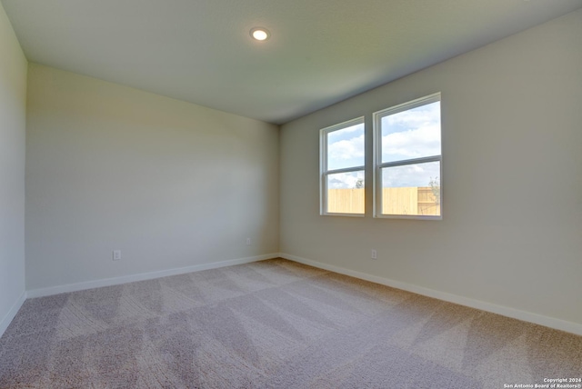 spare room featuring light carpet