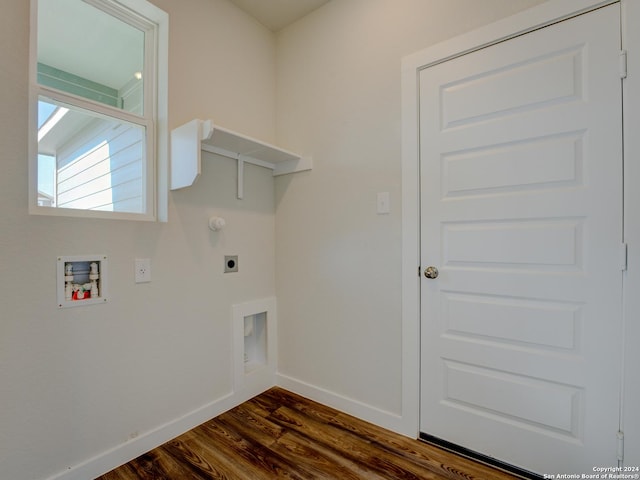 laundry area with hookup for a washing machine, dark hardwood / wood-style floors, and hookup for an electric dryer