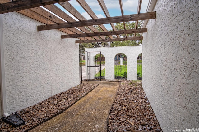 view of patio featuring a pergola