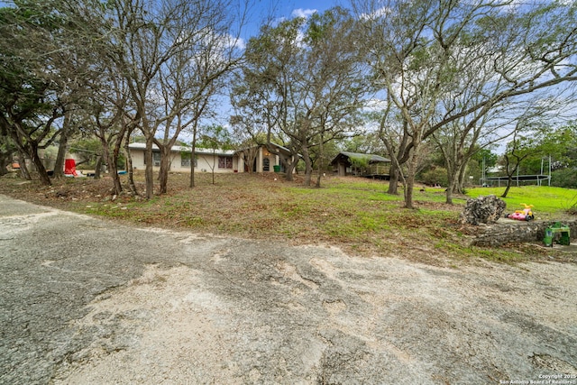 view of yard featuring a trampoline