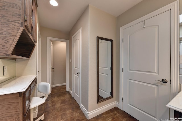 hall featuring dark hardwood / wood-style floors