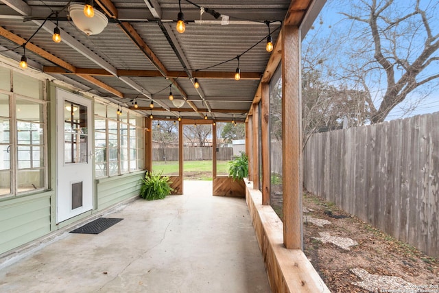 view of unfurnished sunroom