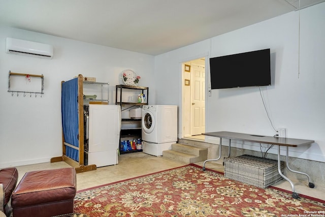 clothes washing area with a wall unit AC