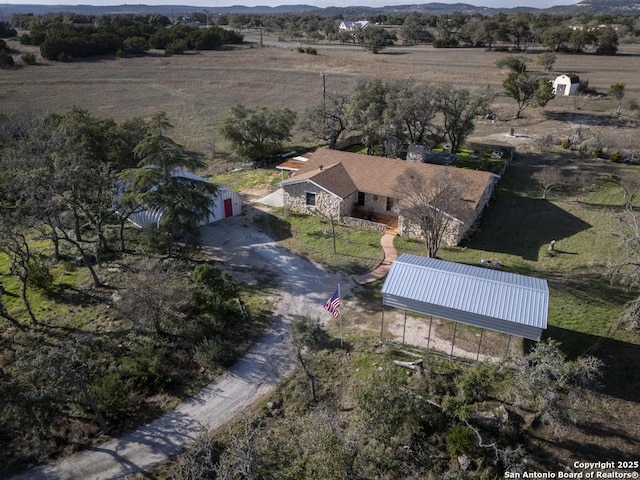 bird's eye view featuring a rural view