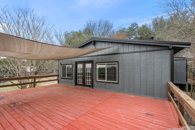 wooden deck with french doors