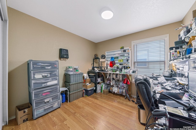 office with wood-type flooring