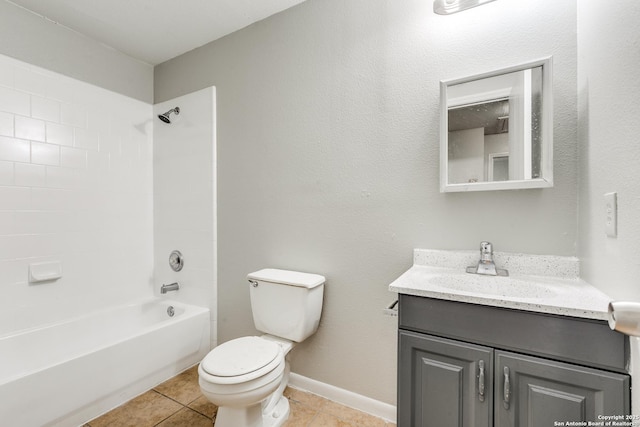 full bathroom featuring tile patterned floors, vanity, toilet, and bathing tub / shower combination