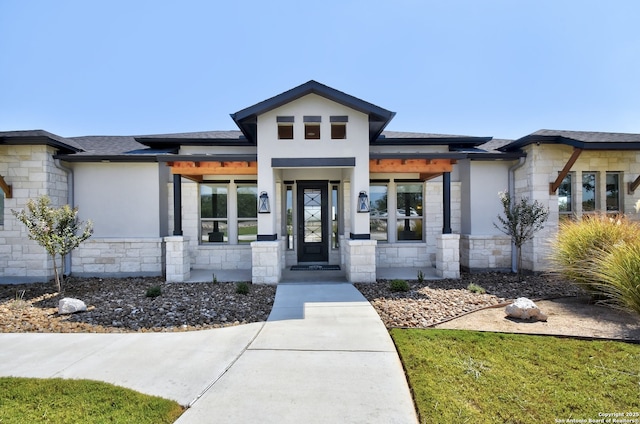 view of prairie-style home