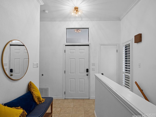 1048 Parkview Dr, Canyon Lake, TX 78133 - hall featuring light tile patterned floors and crown molding