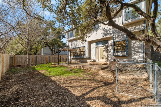 view of yard with a wooden deck