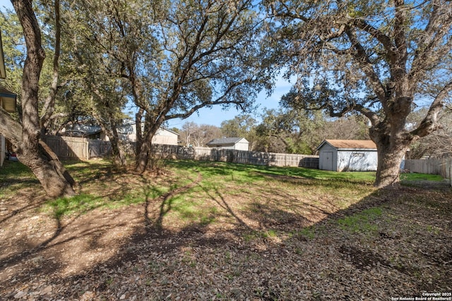 view of yard with a shed