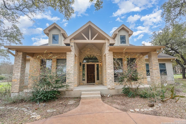 view of front of house featuring covered porch