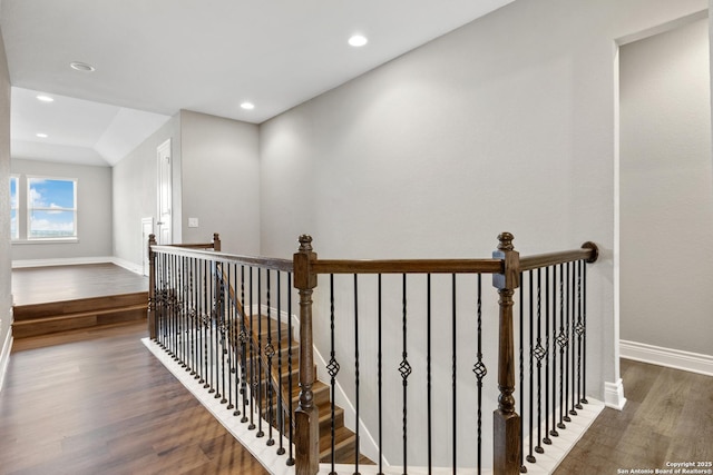 hall featuring dark hardwood / wood-style floors