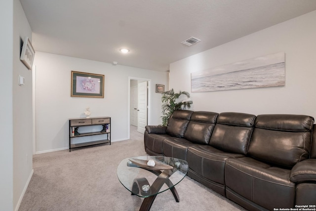 living room with light carpet