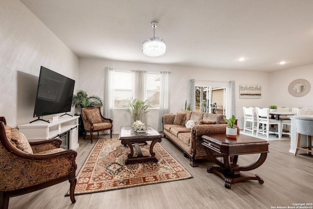 living room featuring light hardwood / wood-style floors