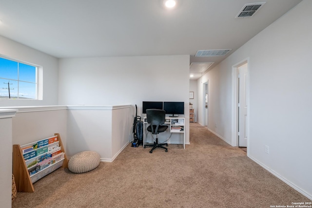 view of carpeted office space