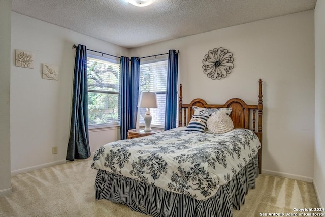 8907 Lost Bnd, San Antonio, TX 78240 - bedroom featuring carpet floors and a textured ceiling