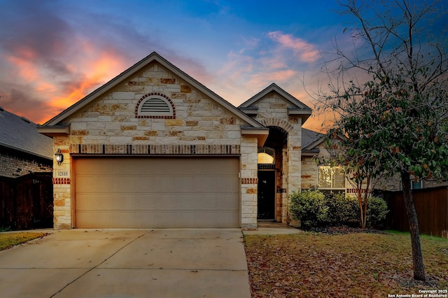 view of front of house with a garage