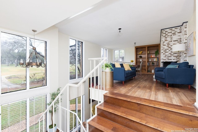 stairway featuring hardwood / wood-style flooring