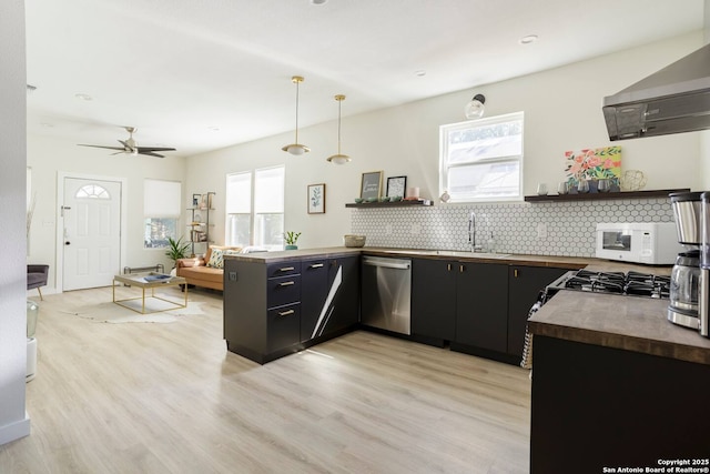 kitchen with stainless steel dishwasher, decorative backsplash, sink, and a wealth of natural light