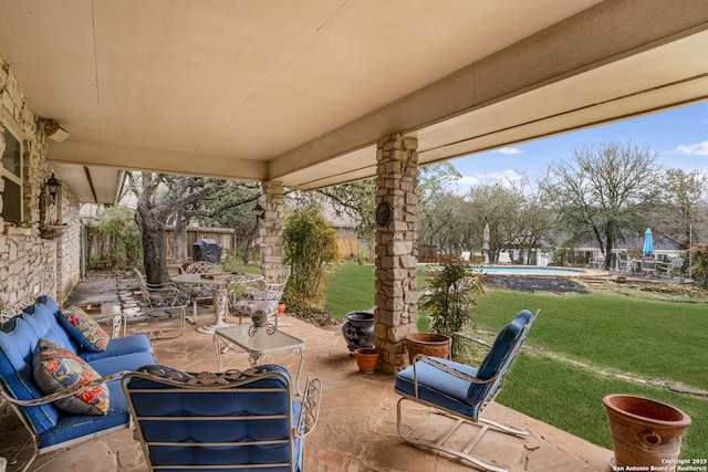 view of patio / terrace with an outdoor hangout area