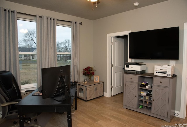 office featuring light wood-type flooring