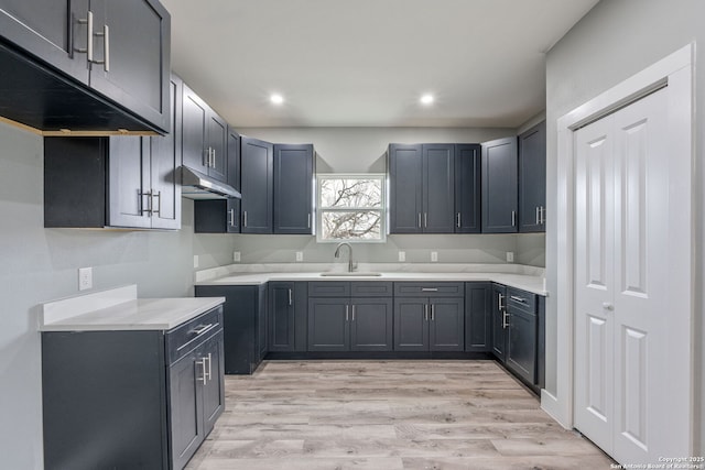 kitchen featuring light hardwood / wood-style floors and sink