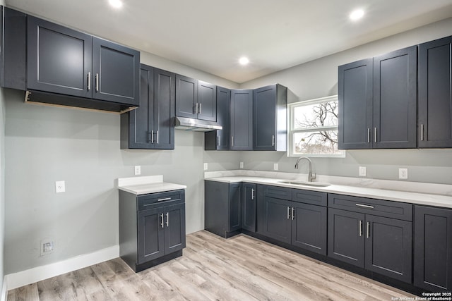 kitchen featuring sink and light hardwood / wood-style flooring