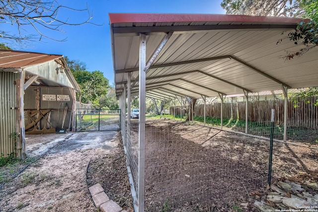 exterior space featuring a carport