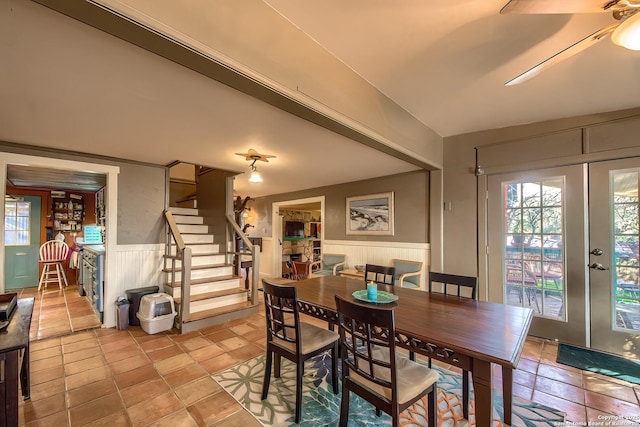 dining area featuring french doors