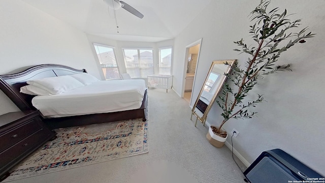 bedroom featuring ceiling fan and carpet flooring