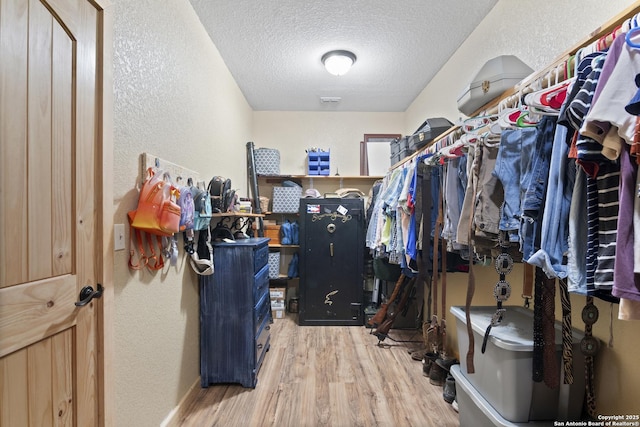 spacious closet featuring hardwood / wood-style flooring