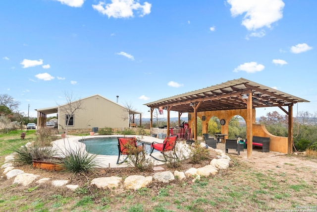 view of pool featuring a pergola and a patio