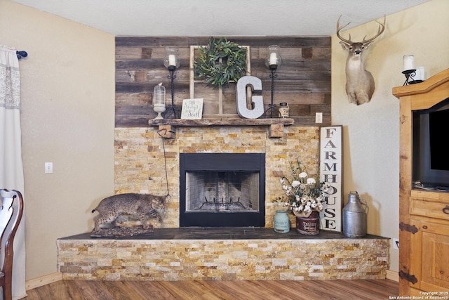 living room with hardwood / wood-style flooring