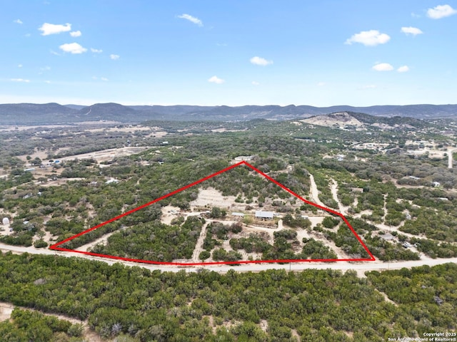 aerial view with a mountain view