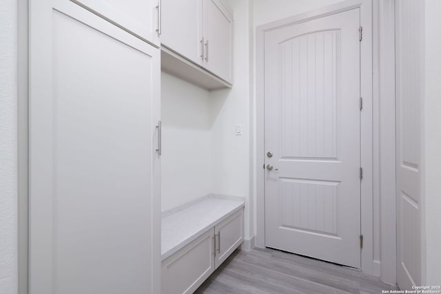 mudroom featuring light hardwood / wood-style flooring