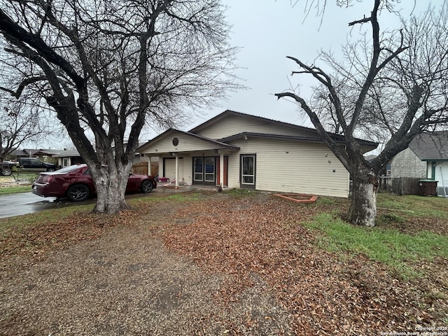 view of single story home