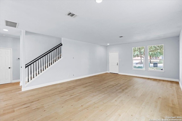 unfurnished living room with light hardwood / wood-style floors