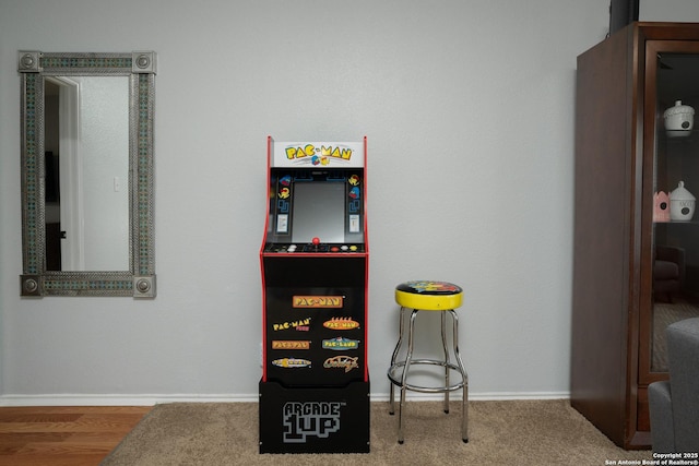 game room featuring carpet floors