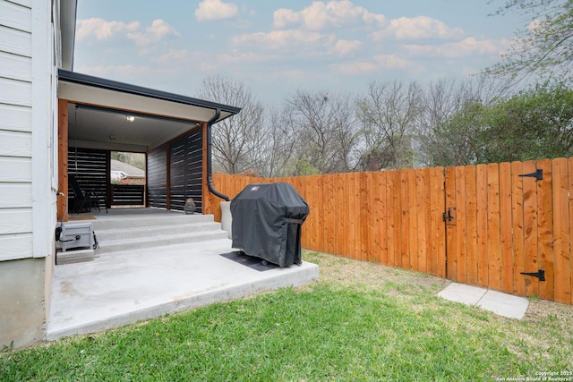 view of yard featuring a patio