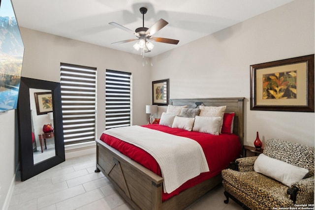 bedroom featuring ceiling fan