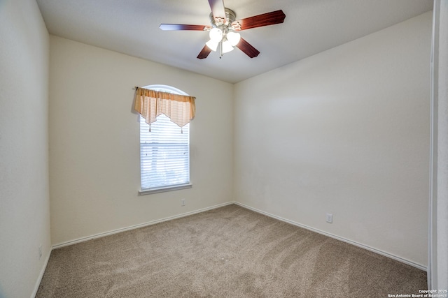 unfurnished room featuring carpet and ceiling fan