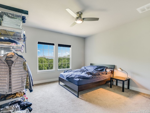 bedroom with carpet and ceiling fan