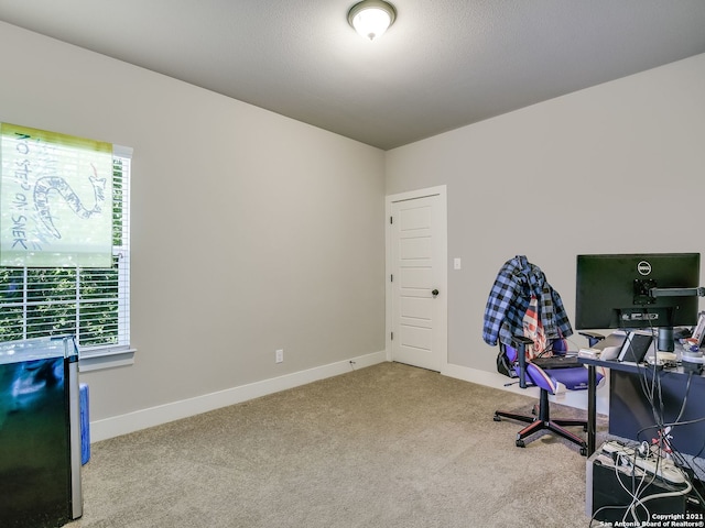 view of carpeted home office