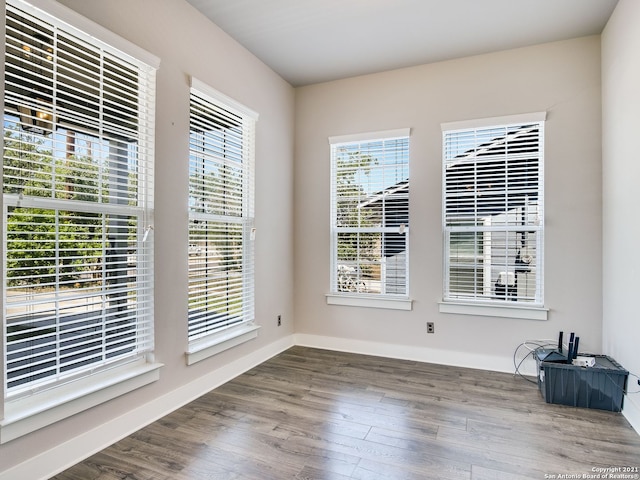 empty room with hardwood / wood-style floors