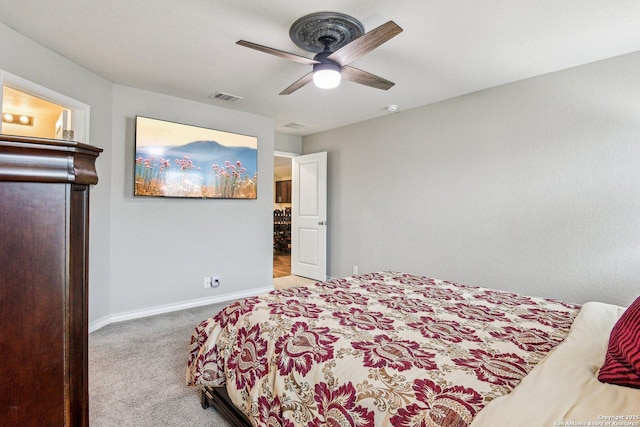 bedroom featuring carpet and ceiling fan